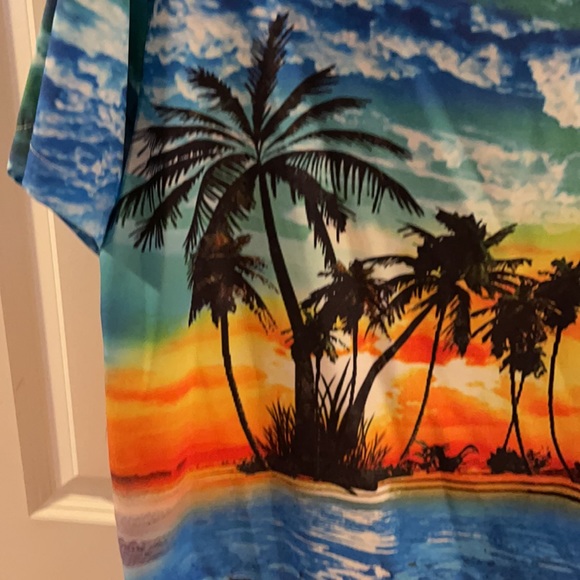 Men’s Hawaiian button down collared shirt size large sunset motif - Picture 9 of 10